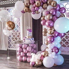 Load image into Gallery viewer, White Purple Metallic Balloons Garland Arch Kit
