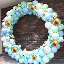 Load image into Gallery viewer, Mint Blue White Gold Metallic Balloon Garland Arch Kit
