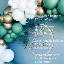 Load image into Gallery viewer, Sage Green White Gold Balloons Garland Kit
