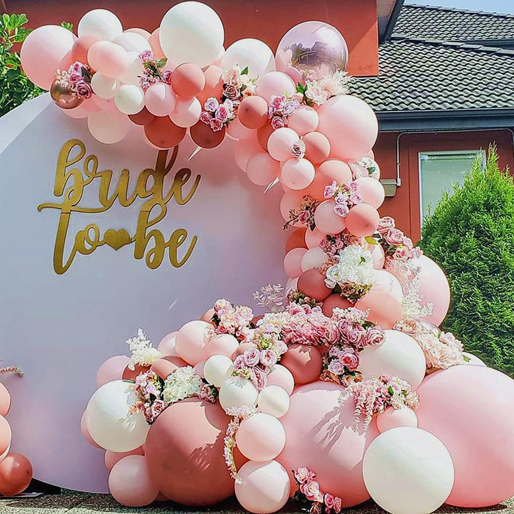 Dusty Rose Balloon Garland Kit Retro Pink Gold Chrome Balloon