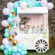 Load image into Gallery viewer, Mint Blue White Gold Metallic Balloon Garland Arch Kit
