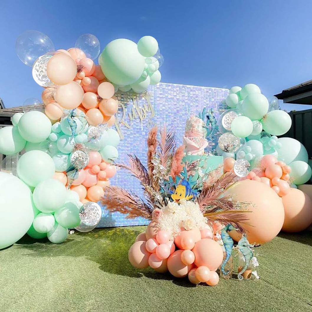 Blush Mint blue Balloons Arch Garland Kit