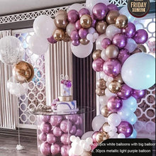 Load image into Gallery viewer, White Purple Metallic Balloons Garland Arch Kit
