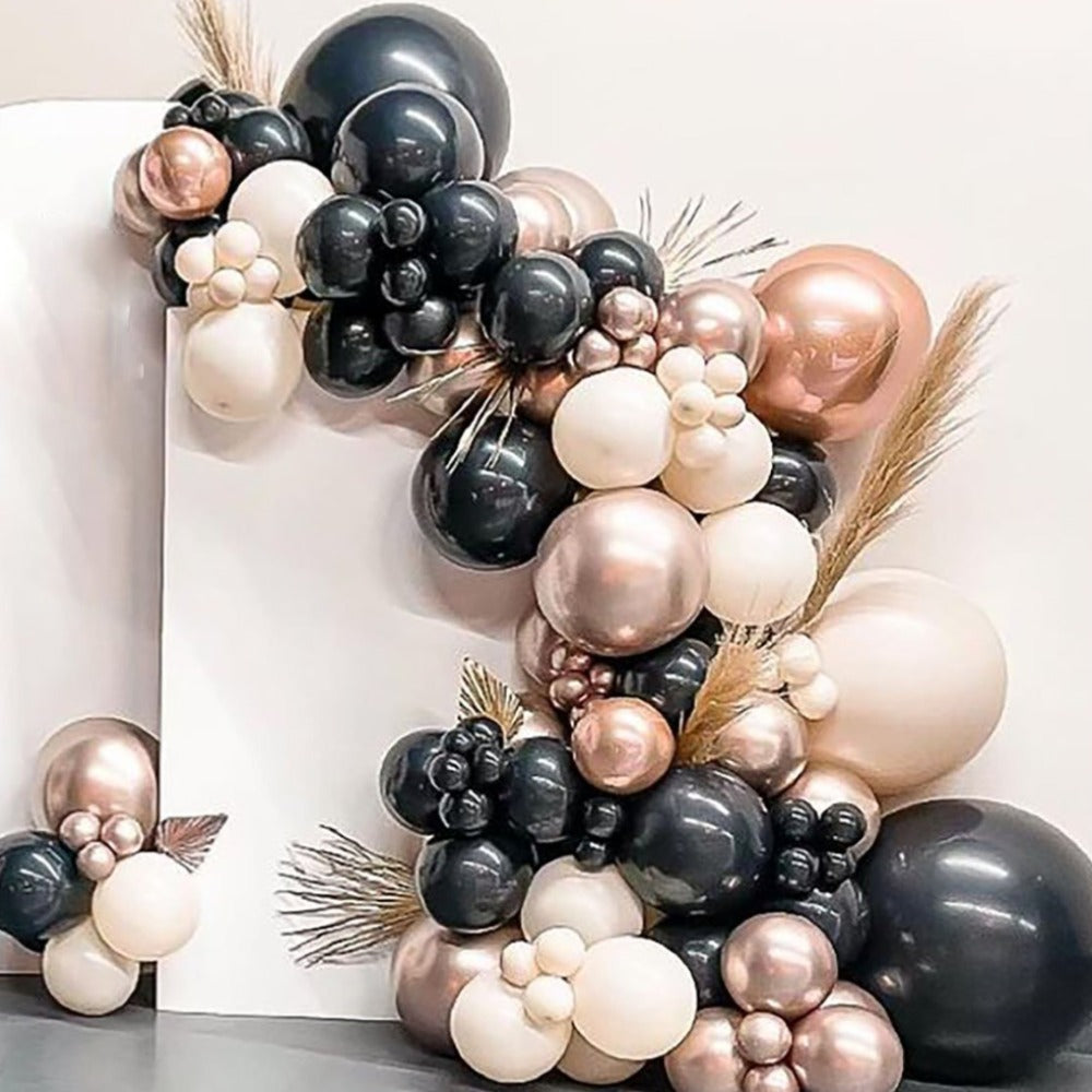 Black Gold Ivory Balloon Garland Kit